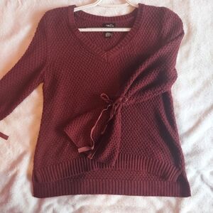 Rue21 Red V-Neck Sweater with Chic Bow Detail